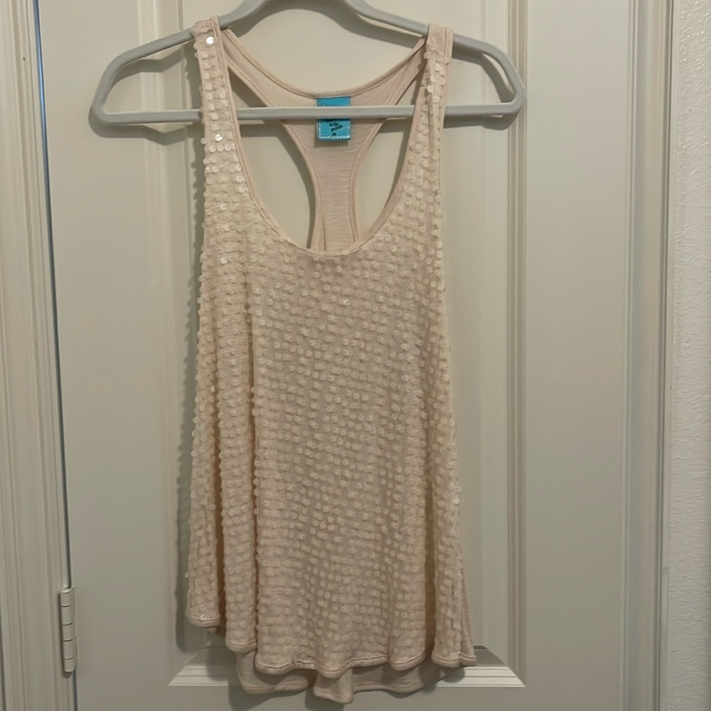 Cream sequin racerback
